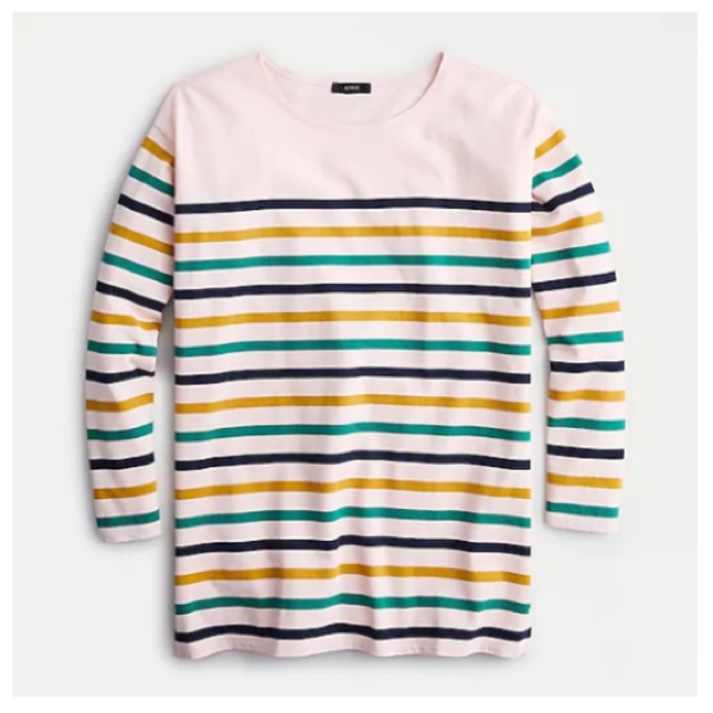 J. Crew Stripped Boatneck Cotton Tunic Shirt
